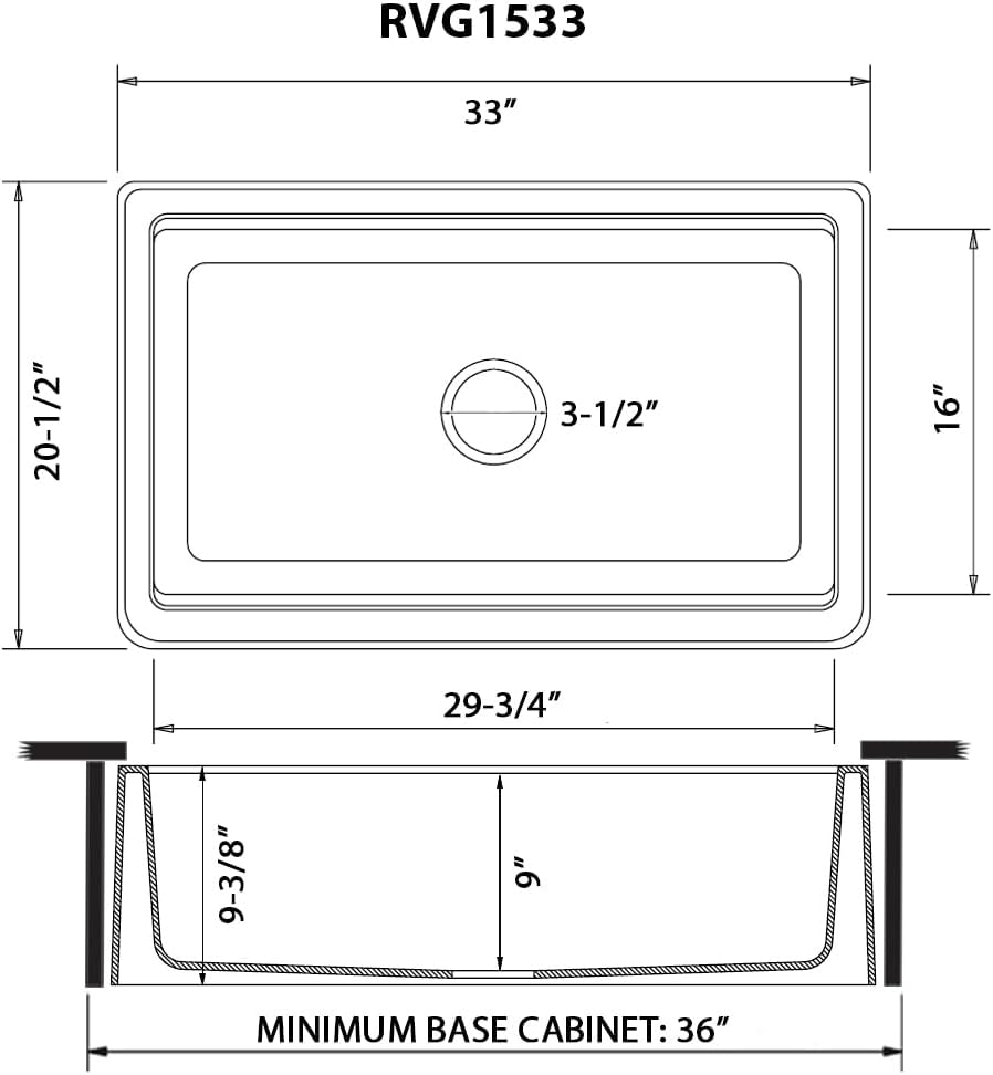 Ruvati 33-inch Matte Gray Farmhouse Granite Composite Quartz Workstation Apron-front Kitchen Sink - RVG1533GR