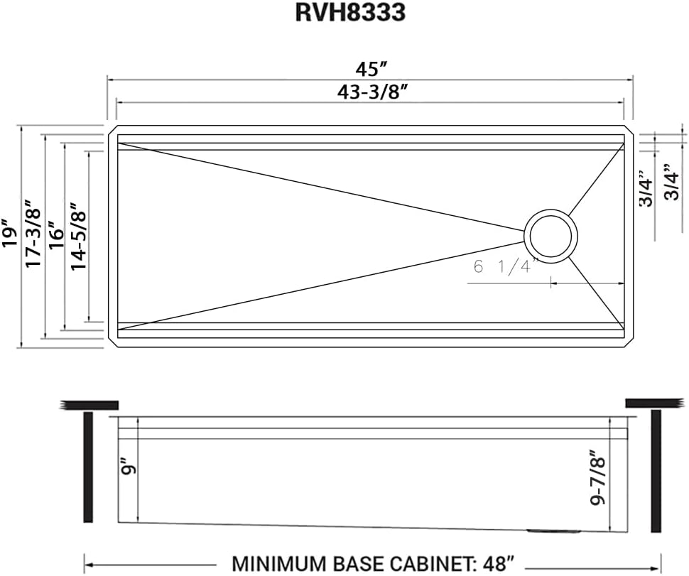 Ruvati 45-inch Undermount Workstation Kitchen Sink – 16 Gauge Stainless Steel Single Bowl with Ledges & Accessories – RVH8333