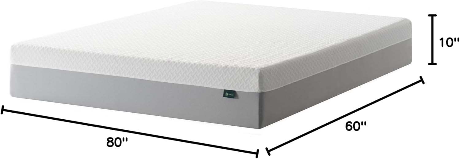 Zinus 10 Inch Green Tea Essential Memory Foam Mattress [New Version], Queen, Fiberglass Free, Medium Feel, Breathable Airflow Memory Foam, Certified Safe Foams & Fabric, Mattress in A Box