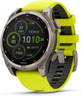 Garmin fēnix® 8 – 47 mm, Solar, Sapphire, Premium Multisport GPS Smartwatch, Long-Lasting Battery Life, Dive-Rated, Built-in LED Flashlight, Titanium with Amp Yellow/Graphite Band