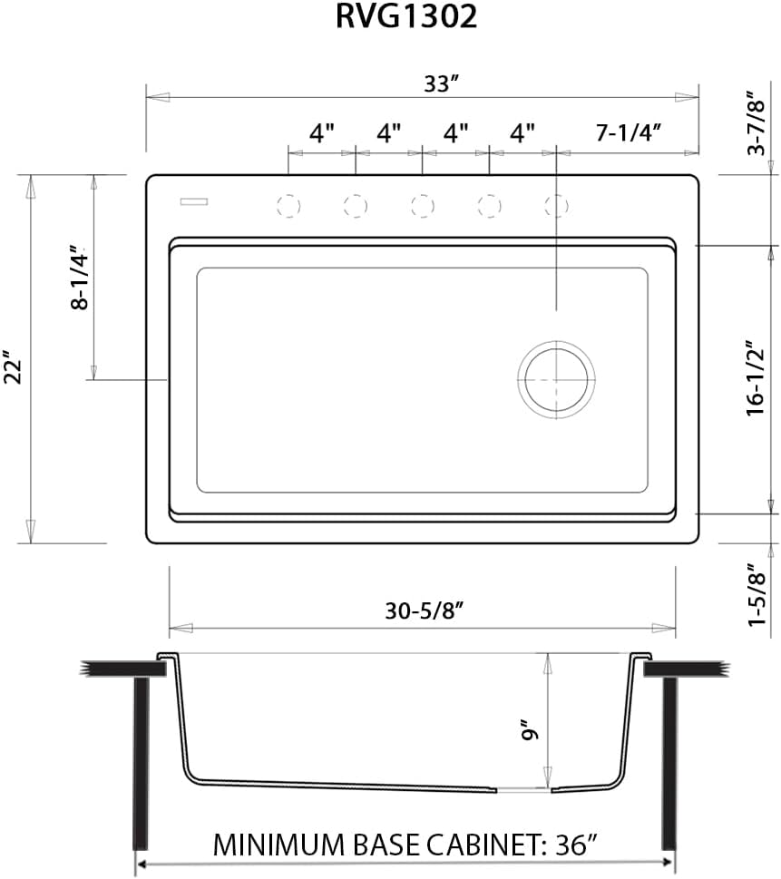 Ruvati 33-inch Granite Composite Quartz Workstation Drop-in Topmount Kitchen Sink Matte White - RVG1302WH