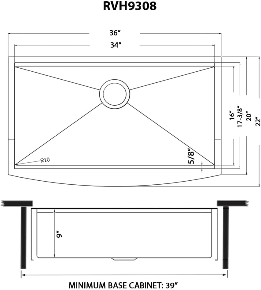 Ruvati 36-inch Gunmetal Black Workstation Apron-Front Stainless Steel Kitchen Sink - RVH9308BL