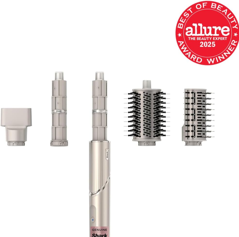 Shark FlexStyle | Air Multi-Styler & Drying System | Hair Dryer Brush for Blowouts with Coanda Auto- Wrap Curlers, Oval & Paddle Brush & Concentrator Attachment | Stone | HD430