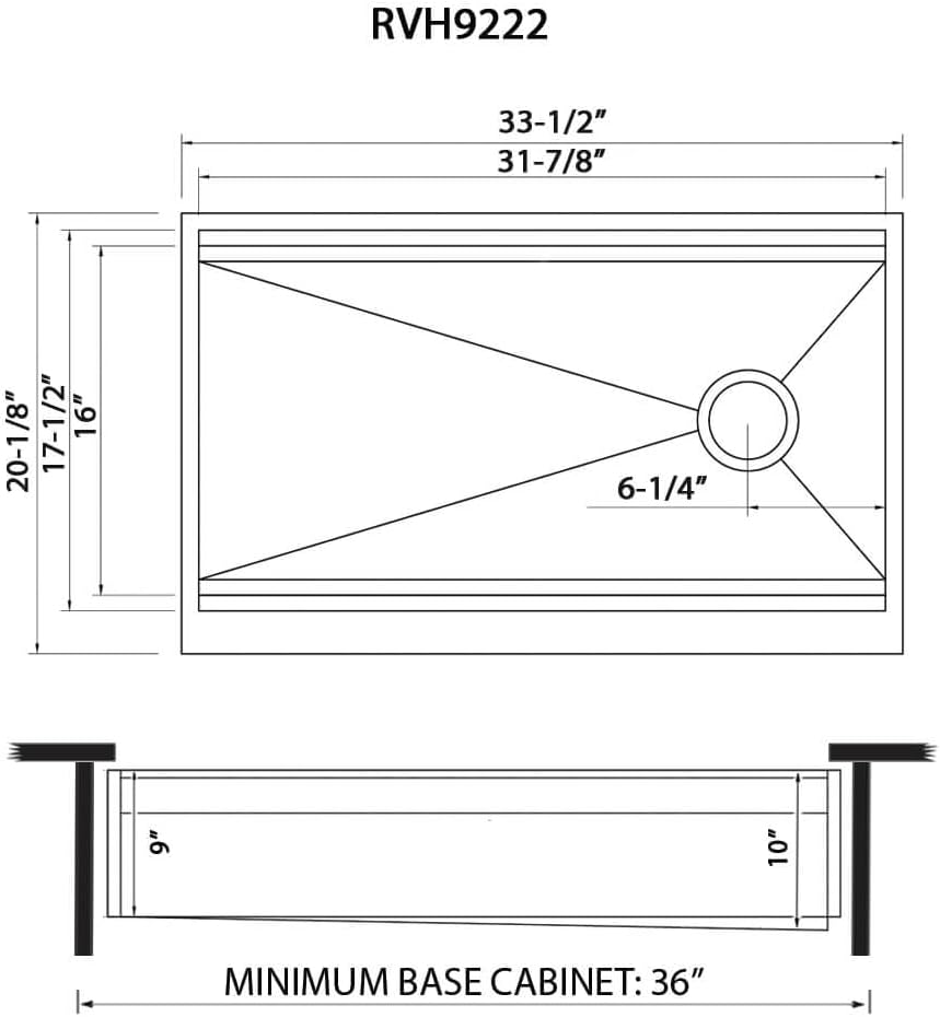 Ruvati 33-inch Workstation Two-Tiered Ledge Kitchen Sink Apron-Front 16 Gauge Stainless Steel - RVH9222