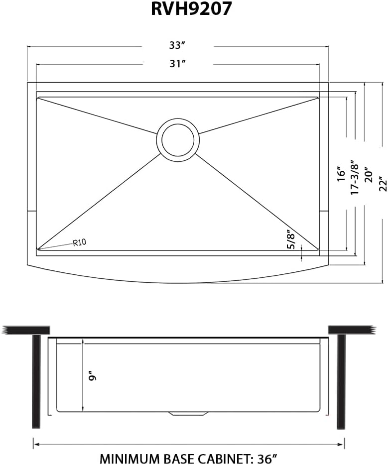 Ruvati 33-inch Matte Gold Workstation kitchen sink - Apron-Front Brass Tone Stainless Steel Kitchen Sink with Brushed Finish, Easy-to-Clean, Undermount Kitchen Sink - RVH9207GG