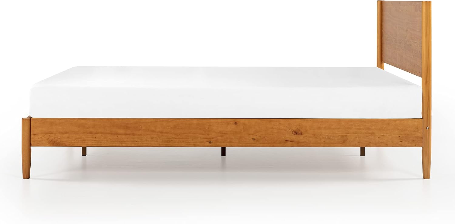 Zinus Allen Mid Century Wood Platform Bed Frame, Solid Wood Foundation, Wood Slat Support, No Box Spring Needed, Easy Assembly, Queen