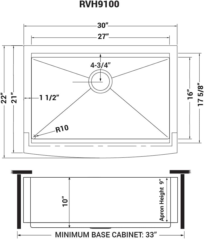 Ruvati 30-inch Apron-front Workstation Farmhouse Kitchen Sink -16 Gauge Stainless Steel Kitchen Sink Single Bowl with Brushed Finish hides scratches - Farmhouse Workstation Sinks - RVH9100