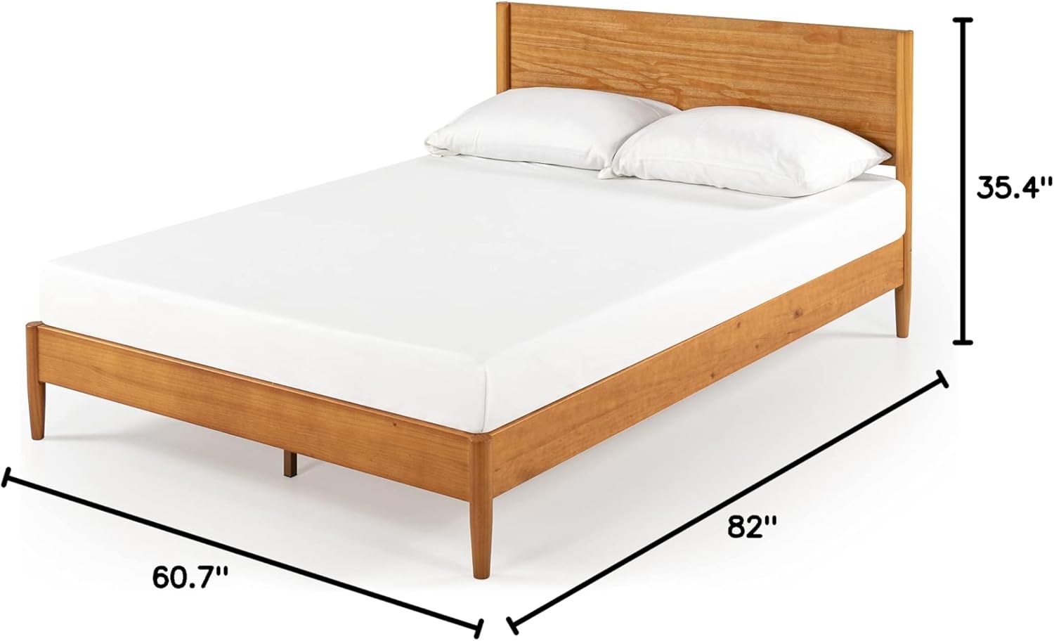 Zinus Allen Mid Century Wood Platform Bed Frame, Solid Wood Foundation, Wood Slat Support, No Box Spring Needed, Easy Assembly, Queen