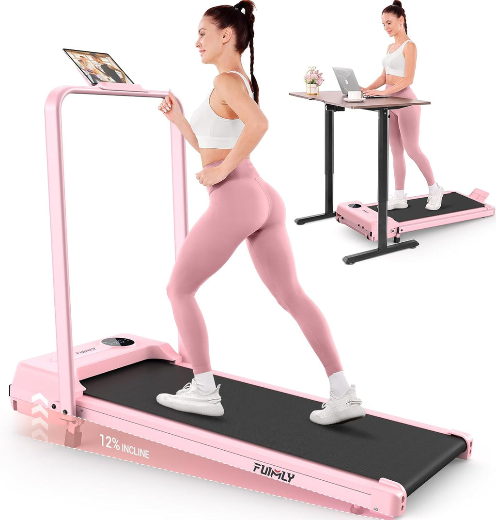 FUNMILY Walking Pad Treadmill with Incline, Foldable Treadmills for Home Office, Portable Walking Pad 300lbs Capacity, Remote Control, Led Touch Screen, 2s Folding Treadmill