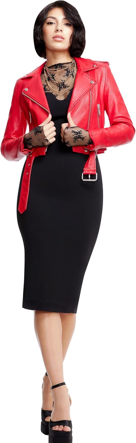 Dress The Population Womens Sloane Rounded V Neck Bodycon Midi Dress