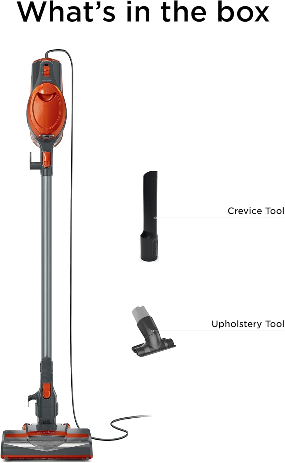 Shark Rocket Ultra-Light | Corded Stick Vacuum Cleaner for Carpet, Rugs & Hard Floors | Lightweight Hand Vacuum for Pet Hair & Upholstery | Swivel Steering | 2 Attachments | Gray/Orange | HV301