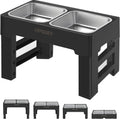 URPOWER Raised Dog Bowls 4 Height Adjustable Elevated Bowl Stand with Stainless Steel Water Bowl Non-Slip Dog Food Bowls Stand for Small Medium Large Dogs and Pets