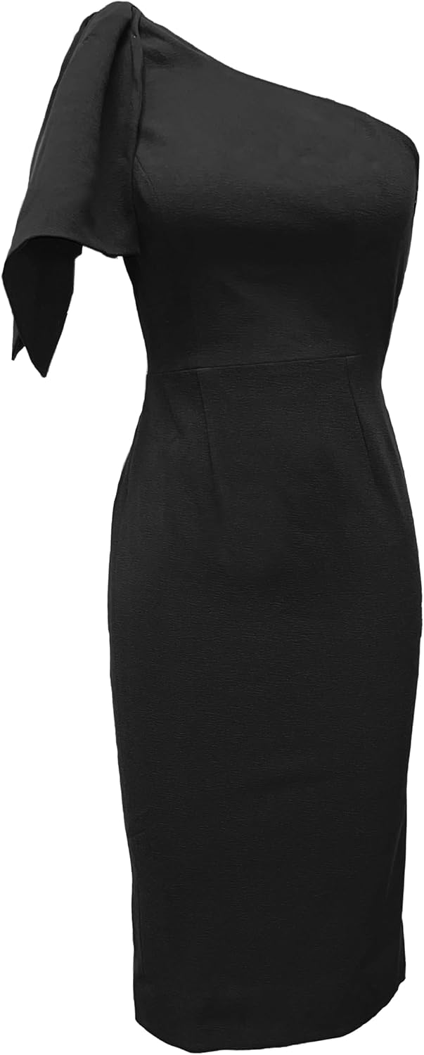 Dress the Population Womens Tiffany One Shoulder Bow Detail Midi Sheath Dress