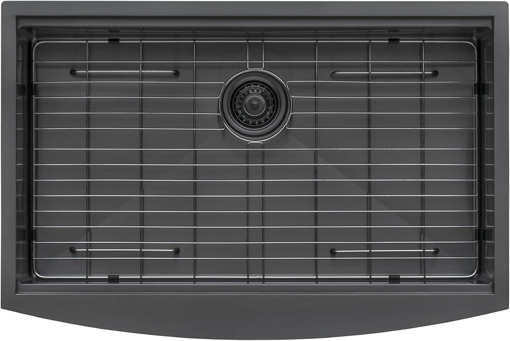 Ruvati 33-inch Gunmetal Black Workstation Kitchen Sink - Apron-Front Stainless Steel Kitchen Sinks with Brushed Finish, Easy-to-Clean, Undermount Kitchens Sink - RVH9207BL