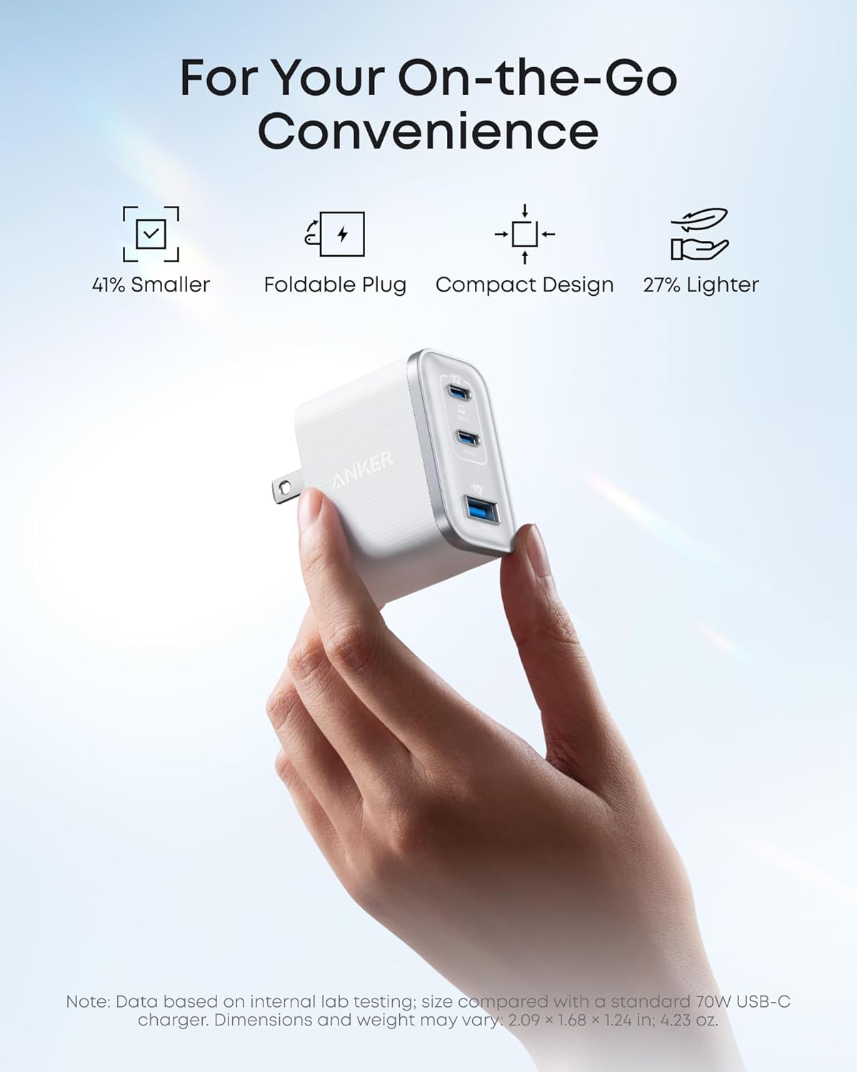 Anker Nano USB C Charger, Ultra-Fast 70W Output 3-Port Fast Charger USB C, Type C Charger Fast Charging, Compact and Stylish, for iPhone 17/16 Series, MacBook, iPad and More(Black, Cable Included)