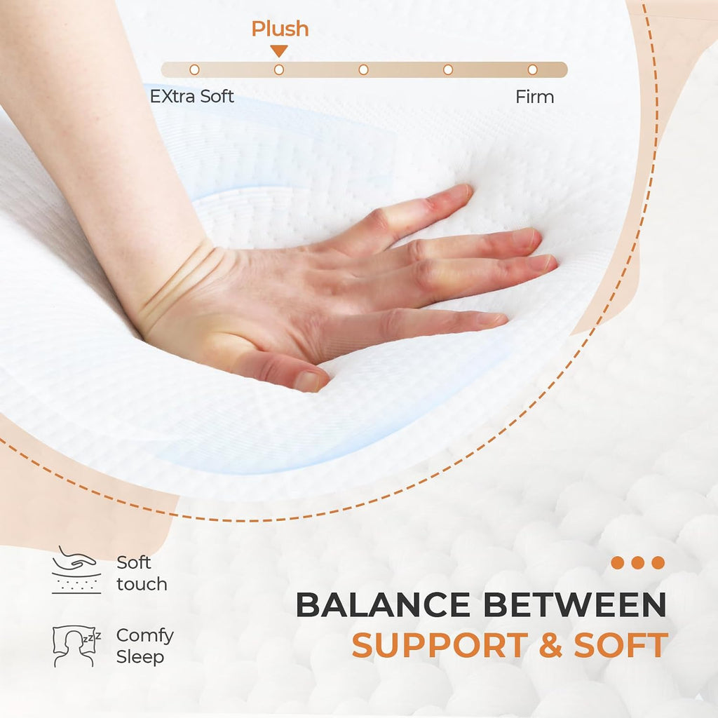 Sweetnight Queen Mattress, 12 Inch Gel Memory Foam Mattress in a Box, Plush Foam Mattress for Pressure Relief & Motion Isolation, Clarity, Gray+White