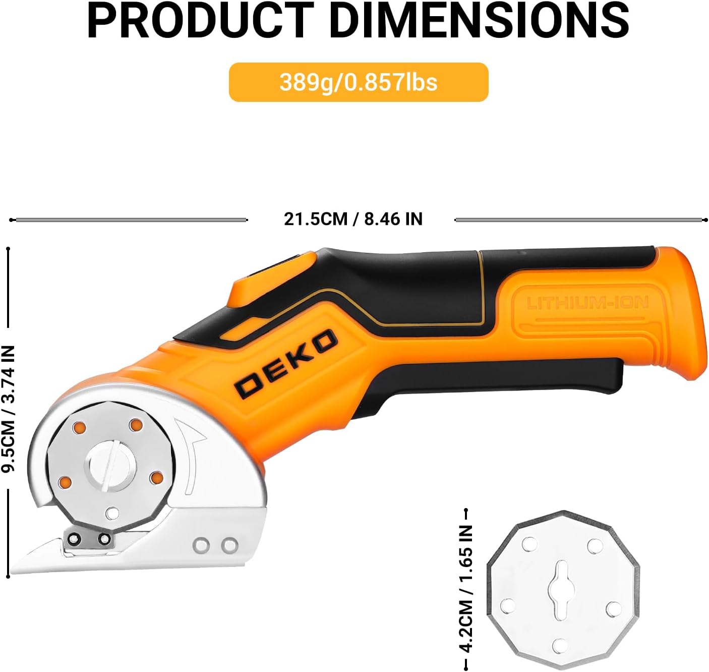 Cordless Electric Scissors Cardboard Cutter: DEKOPRO 4V 2000mAh Electric Box Cutter, Rechargeable Power Rotary Cutting Tool with Safety Lock, 389g Carpet Scissors with 2 Blade, Type-c(Yellow)