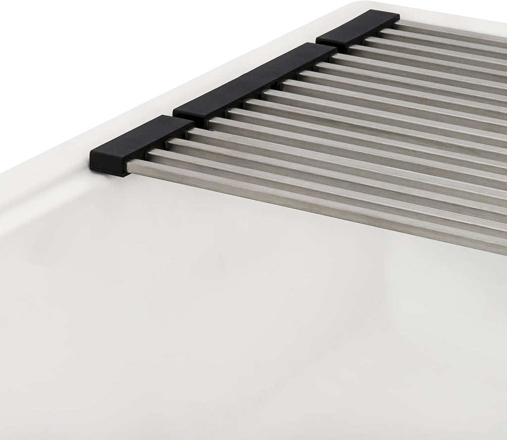 Ruvati 33-inch Granite Composite Quartz Workstation Drop-in Topmount Kitchen Sink Matte White - RVG1302WH