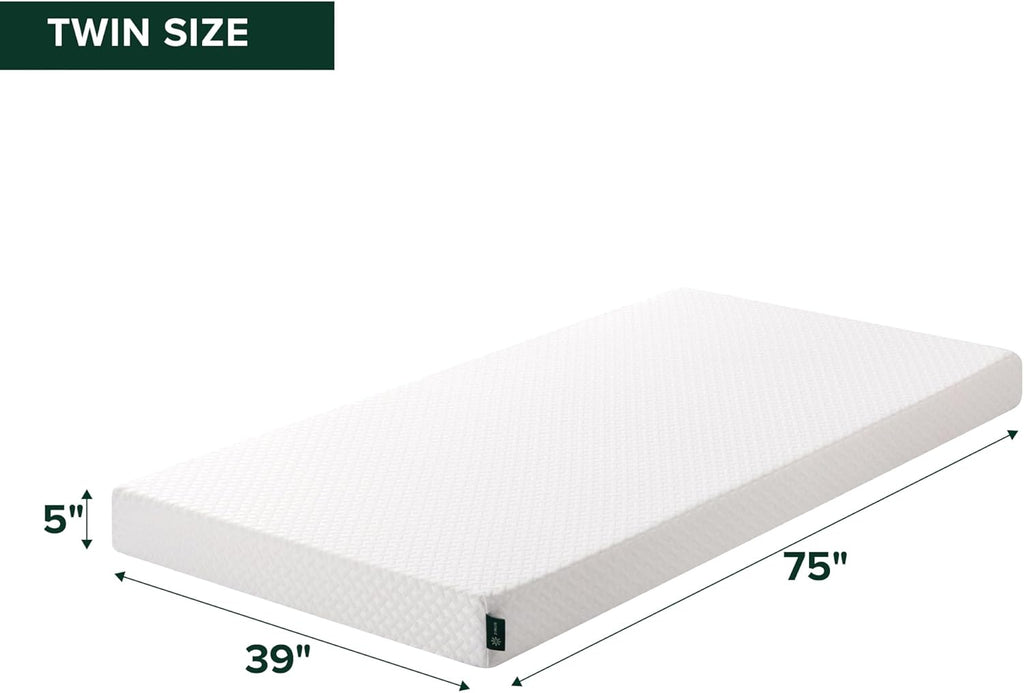 Zinus 5 Inch Twin Cooling Essential Memory Foam Mattress [NewVersion], Fiberglass Free, Medium Feel, Breathable Cooling Layers, Certified Safe Materials