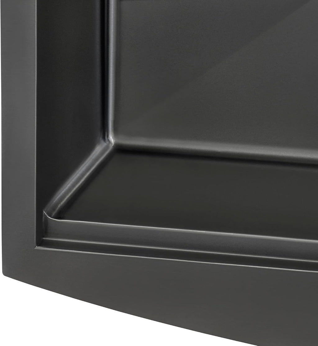 Ruvati 36-inch Gunmetal Black Workstation Apron-Front Stainless Steel Kitchen Sink - RVH9308BL