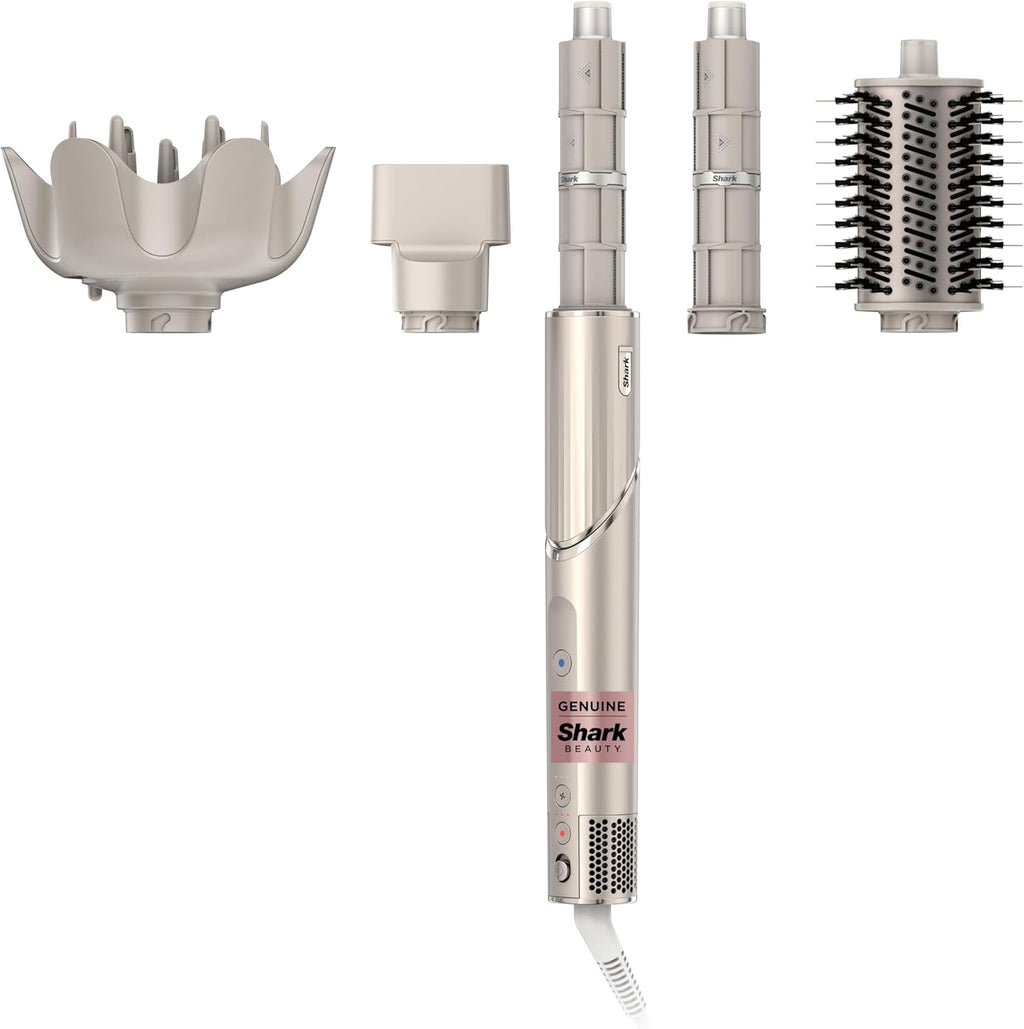 Shark FlexStyle | Air Multi-Styler & Drying System | Hair Dryer Brush for Blowouts with Coanda Auto- Wrap Curlers, Oval Brush, Curl-Defining Diffuser & Concentrator Attachment | Stone | HD435