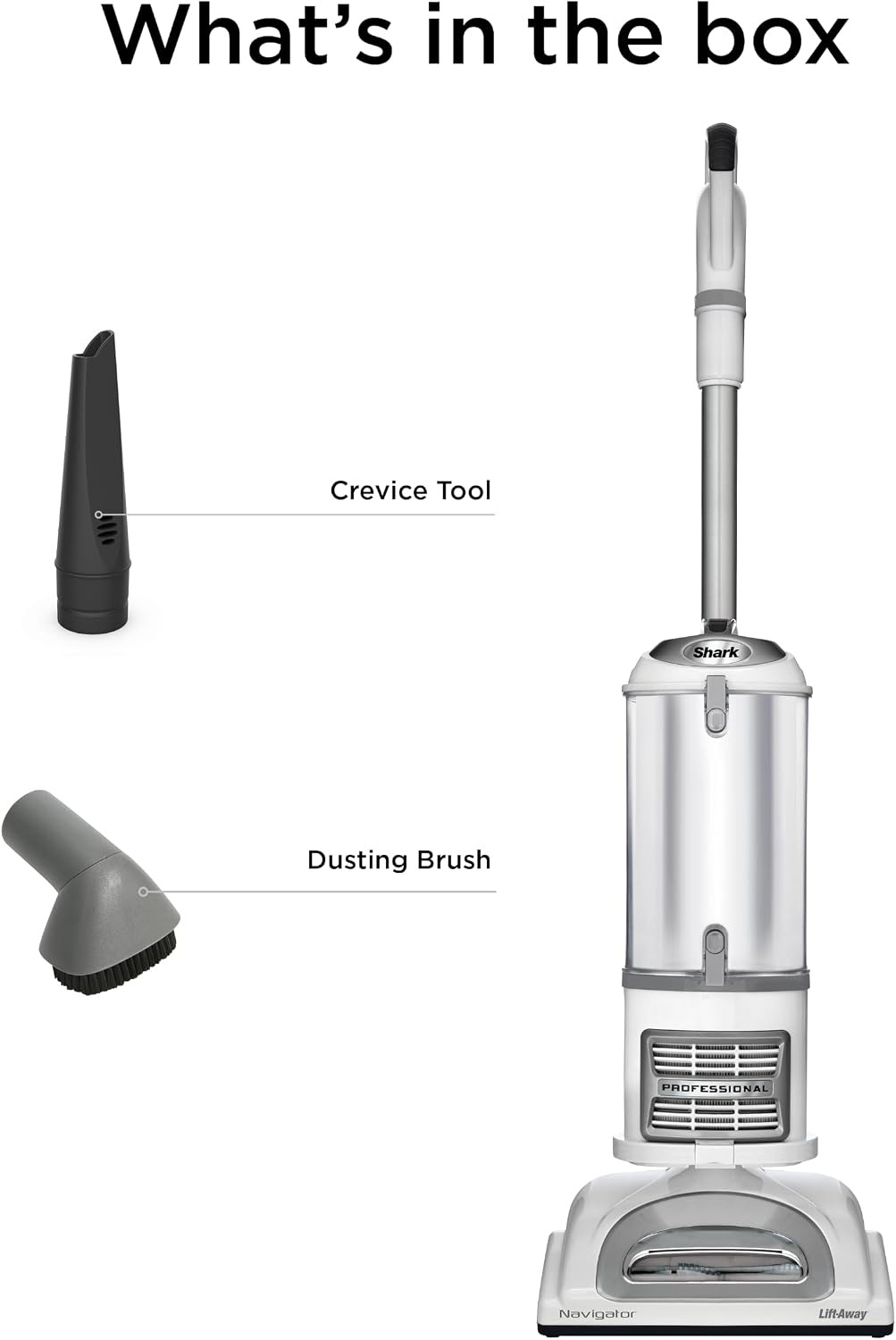 Shark Upright Vacuum Cleaner | Navigator Lift-Away | Pet Hair, Carpet & Hard Floor Cleaning | Dusting Brush & Crevice Tool | HEPA Filter | Swivel Steering | White/Silver | NV356E