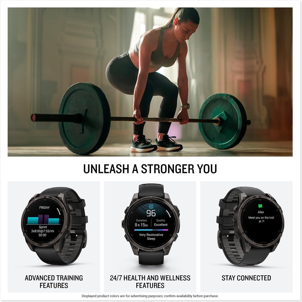 Garmin fēnix® 8 – 47 mm, AMOLED, Sapphire, Premium Multisport GPS Smartwatch, Long-Lasting Battery Life, Dive-Rated, Built-in LED Flashlight, Carbon Gray DLC Titanium with Pebble Gray Band
