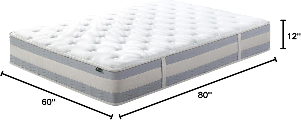 Zinus 12 Inch Comfort Support Hybrid Mattress [New Version], Queen, Fiberglass Free, Medium Plush, Motion Isolation, Certified Safe Foams & Fabric, Mattress in A Box