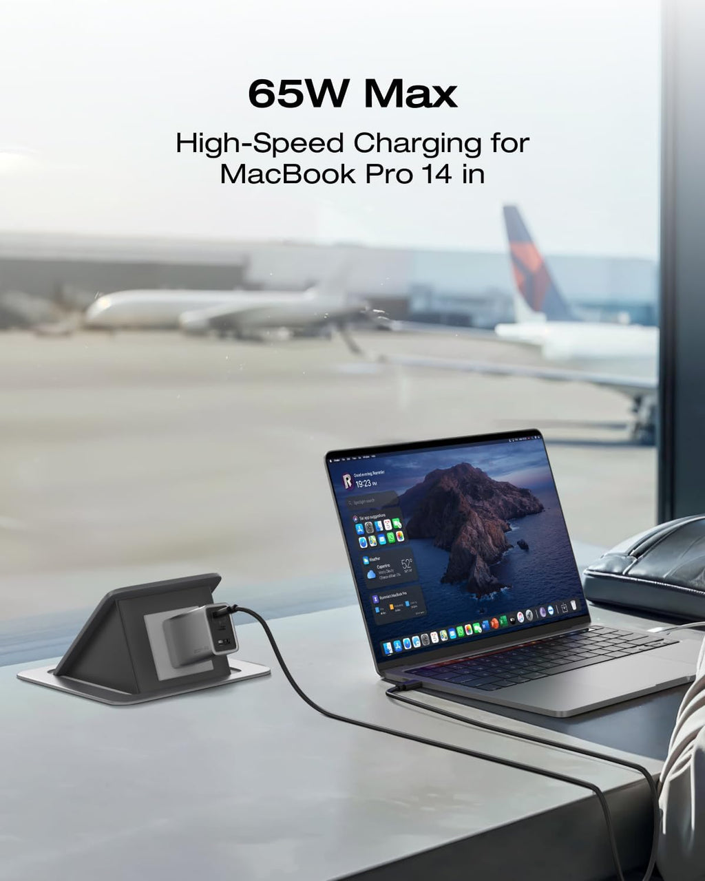 EF ECOFLOW USB C Charger, Rapid 65W GaN Type C Charging Block with Foldable Plug, Fast Wall Charger Compatible with iPhone 15/14/13, Galaxy, Pixel 4, iPad, AirPods, Apple Watch (USBC Cable Included)