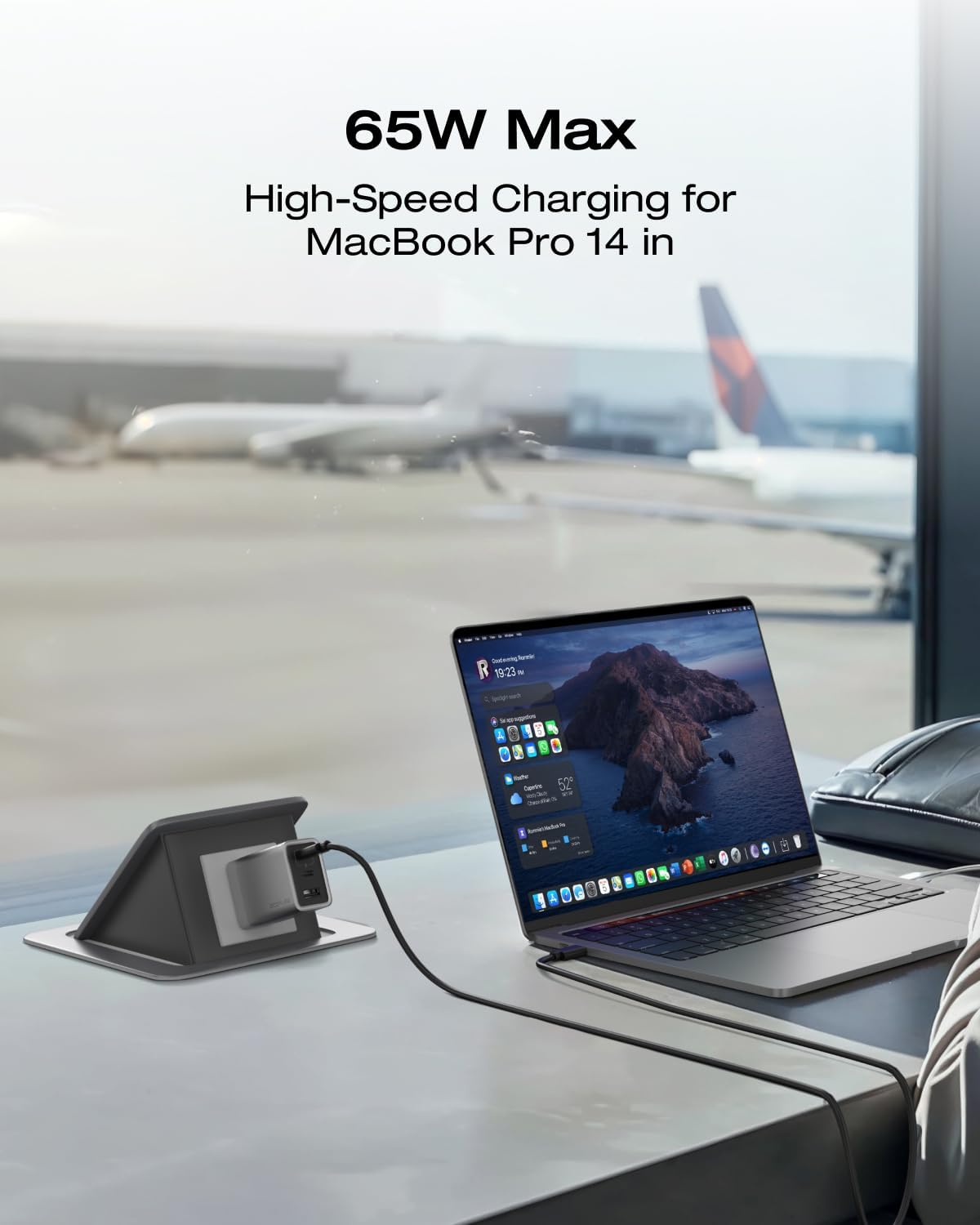 EF ECOFLOW USB C Charger, Rapid 65W GaN Type C Charging Block with Foldable Plug, Fast Wall Charger Compatible with iPhone 15/14/13, Galaxy, Pixel 4, iPad, AirPods, Apple Watch (USBC Cable Included)