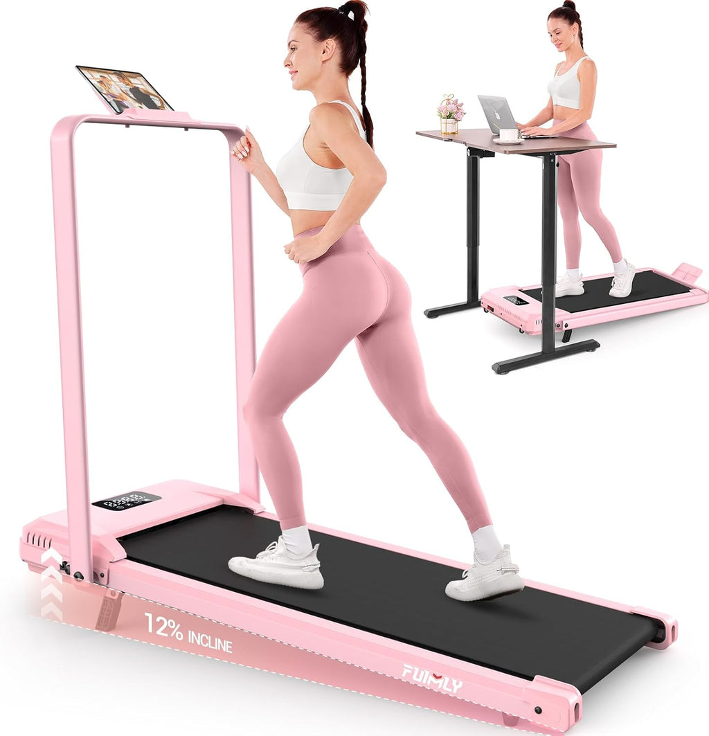 FUNMILY Walking Pad Treadmill with Incline, Foldable Treadmills for Home Office, Portable Walking Pad 300lbs Capacity, Remote Control, Led Touch Screen, 2s Folding Treadmill