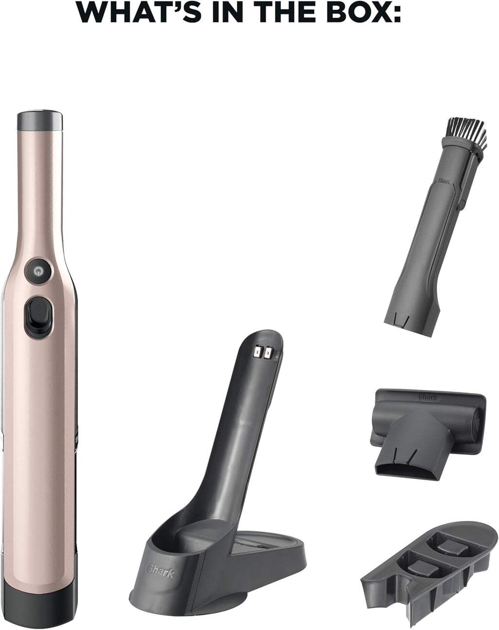 Shark WANDVAC Cordless Hand Vac, Lightweight, Portable at 1.4 lbs., Powerful Suction, Charging Dock, One-Touch Empty for Car & Home, Multi-Surface Pet Tool & Duster Crevice Tool, Rose Gold, WV201RGBRN