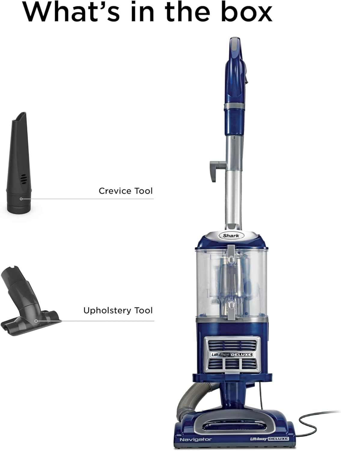 Shark Upright Vacuum Cleaner | Navigator Lift-Away Deluxe | Pet Hair, Carpet & Hard Floor Cleaning | Upholstery & Crevice Tool | HEPA Filter | Swivel Steering | Large Dust Cup Capacity | Blue | NV360