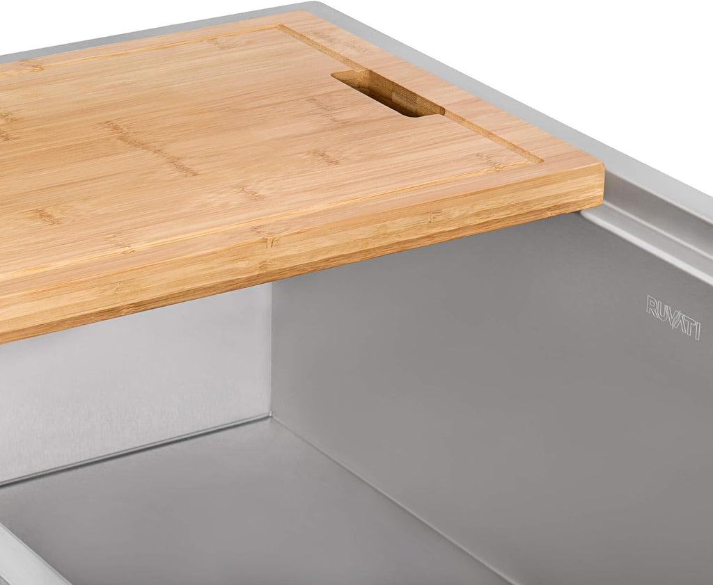 Ruvati 17.25 x 11 inch Bamboo Cutting Board for Ruvati Workstation Sinks - RVA1217BAM