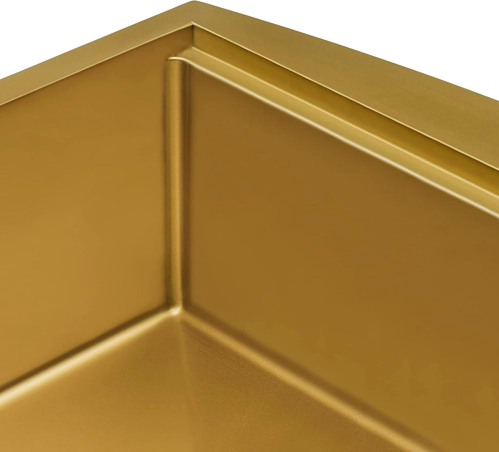 Ruvati 33-inch Matte Gold Workstation kitchen sink - Apron-Front Brass Tone Stainless Steel Kitchen Sink with Brushed Finish, Easy-to-Clean, Undermount Kitchen Sink - RVH9207GG