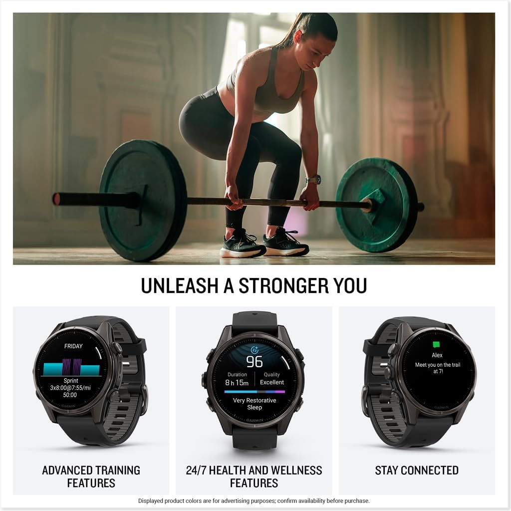 Garmin fēnix® 8 – 43mm, AMOLED, Sapphire, Premium Multisport GPS Smartwatch, Long-Lasting Battery Life, Dive-Rated, Built-in LED Flashlight, Carbon Gray DLC Titanium with Pebble Gray Band