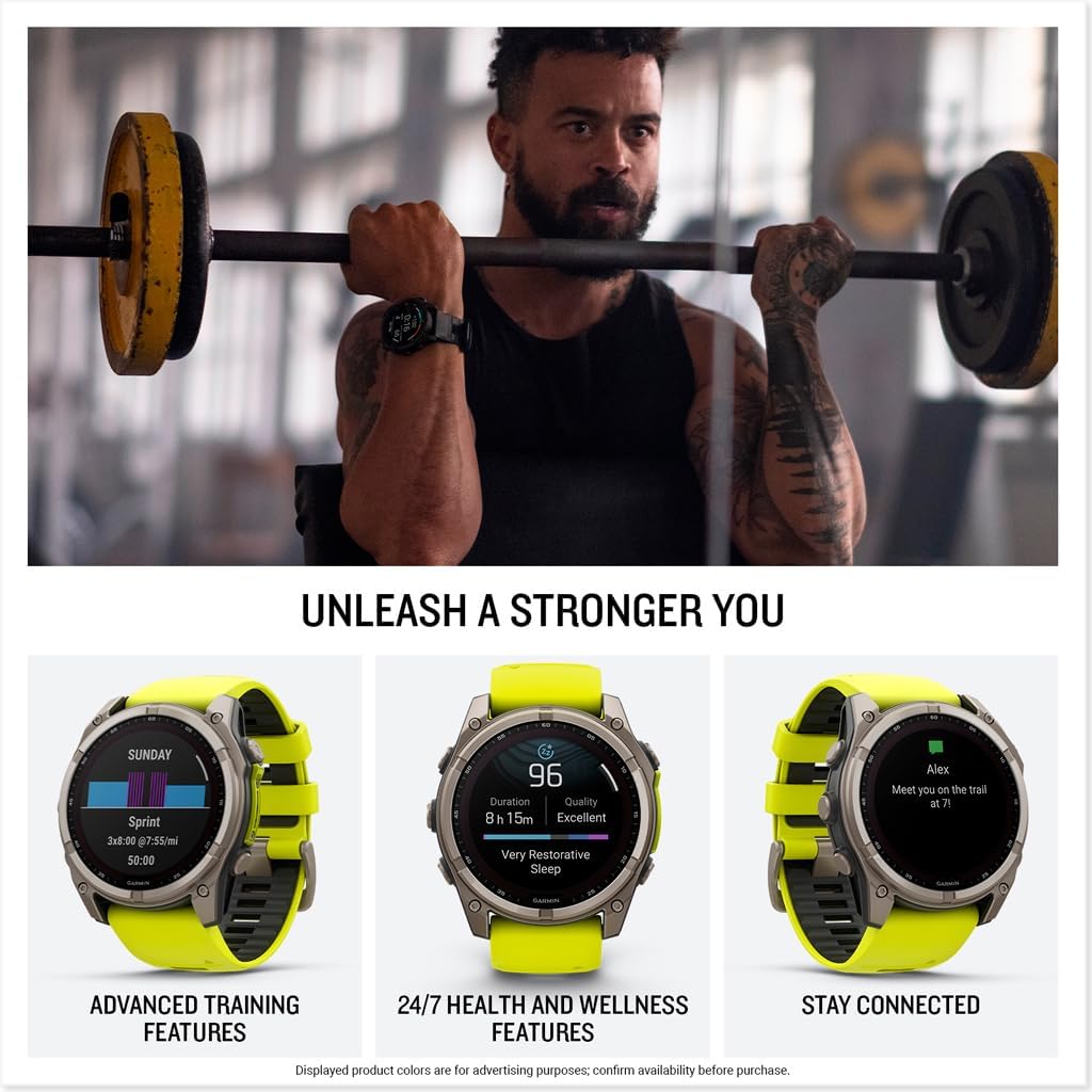 Garmin fēnix® 8 – 51 mm, Solar, Sapphire, Premium Multisport GPS Smartwatch, Long-Lasting Battery Life, Dive-Rated, Built-in LED Flashlight, Titanium with Amp Yellow/Graphite Band