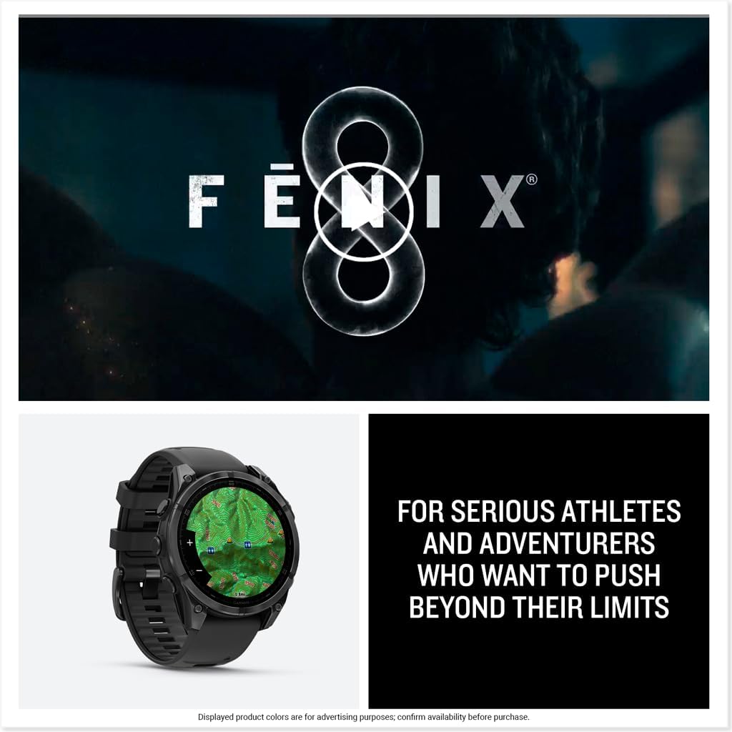 Garmin fēnix® 8 – 47mm, AMOLED, Premium Multisport GPS Smartwatch, Long-Lasting Battery Life, Dive-Rated, Built-in LED Flashlight, Slate Gray with Black Band