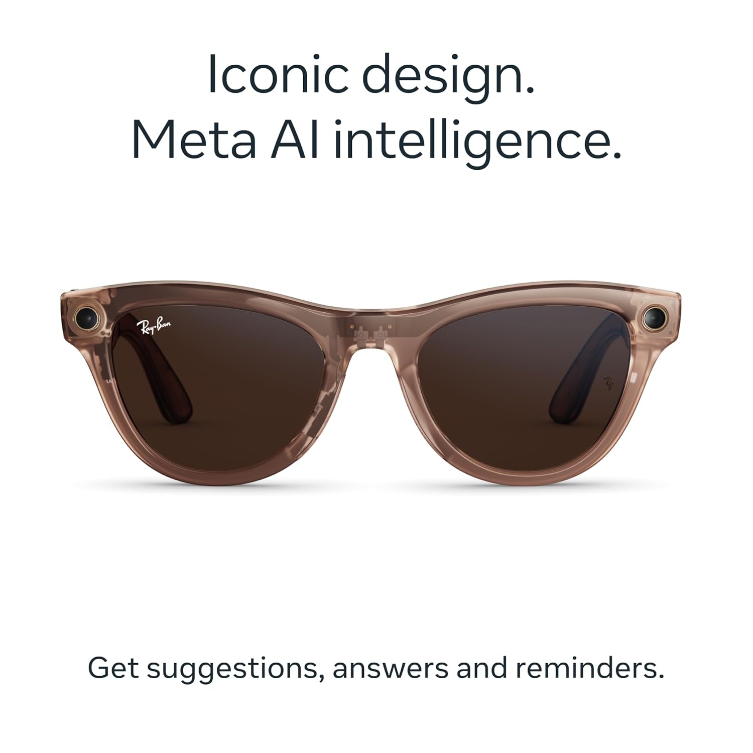 Ray-Ban Meta (Gen 2), Skyler, Shiny Transparent Peach | Smart AI Glasses for Men, Women — 2x Battery Life — 3K Ultra HD — 12 MP Camera, Audio, Video Recording — Transitions® Brown Lenses — Sunglasses
