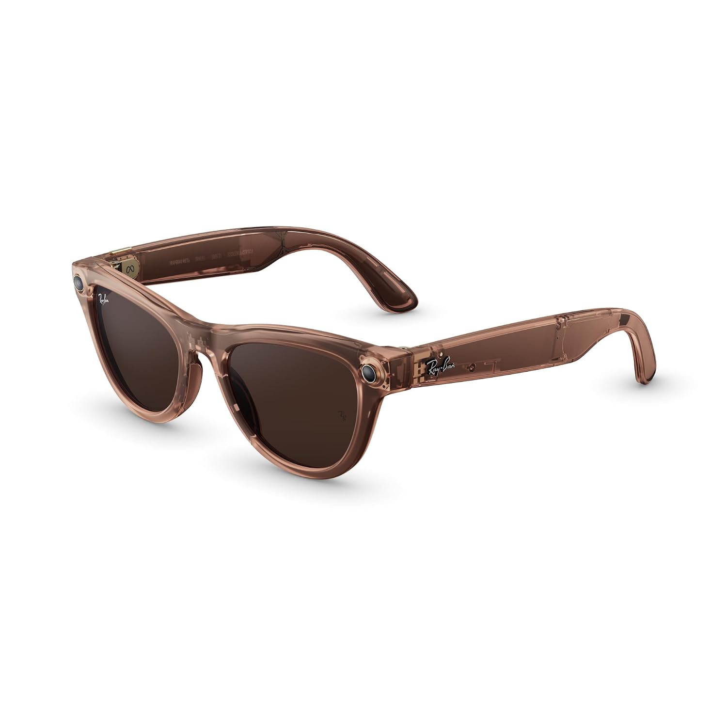 Ray-Ban Meta (Gen 2), Skyler, Shiny Transparent Peach | Smart AI Glasses for Men, Women — 2x Battery Life — 3K Ultra HD — 12 MP Camera, Audio, Video Recording — Transitions® Brown Lenses — Sunglasses