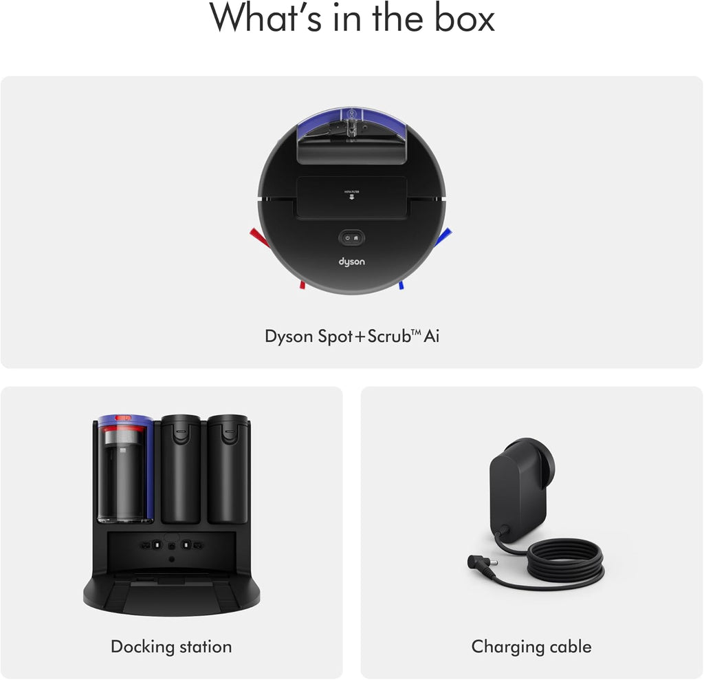 Dyson Spot+Scrub Ai™ Wet and Dry Robot Vacuum - Self Cleaning Wet Roller, 18000 PA Suction, Detangling Roller, Ai Stain Identification