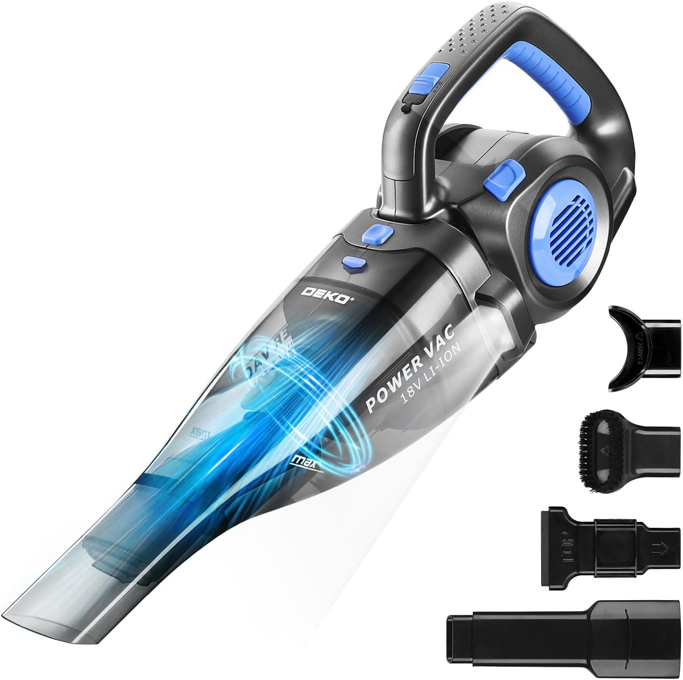 DEKOPRO 22V Upgraded Handheld Vacuum – Cordless & Rechargeable Car Vacuum Cleaner with LED Light, Strong Suction Mini Vacuum for Pet Hair & Dust, Includes Multi Nozzles for Wet/Dry Cleaning