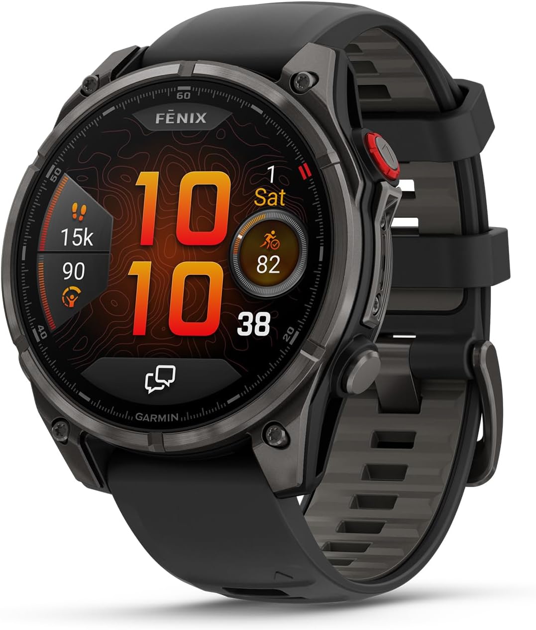 Garmin fēnix® 8 Pro, 51mm, AMOLED Display, Premium Connected Multisport GPS Smartwatch, inReach® Technology, Sapphire, Carbon Gray DLC Titanium with Black/Pebble Gray Silicone Band