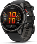 Garmin fēnix® 8 Pro, 47mm, AMOLED Display, Premium Connected Multisport GPS Smartwatch, inReach® Technology, Sapphire, Carbon Gray DLC Titanium with Black/Pebble Gray Silicone Band