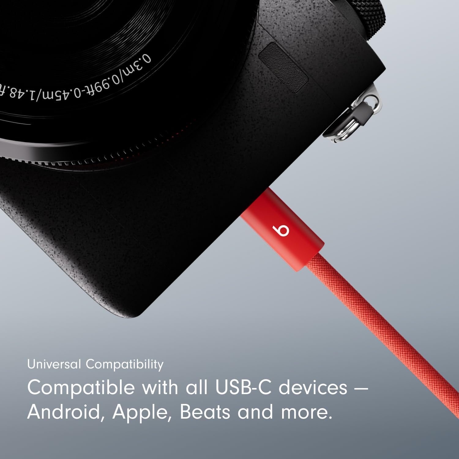 Beats 240W USB-C to USB-C Braided Cable, Fast Charging, Durable/Tangle Free, Compatible with Apple and Android Devices (3 m/10 ft) – Rapid Red