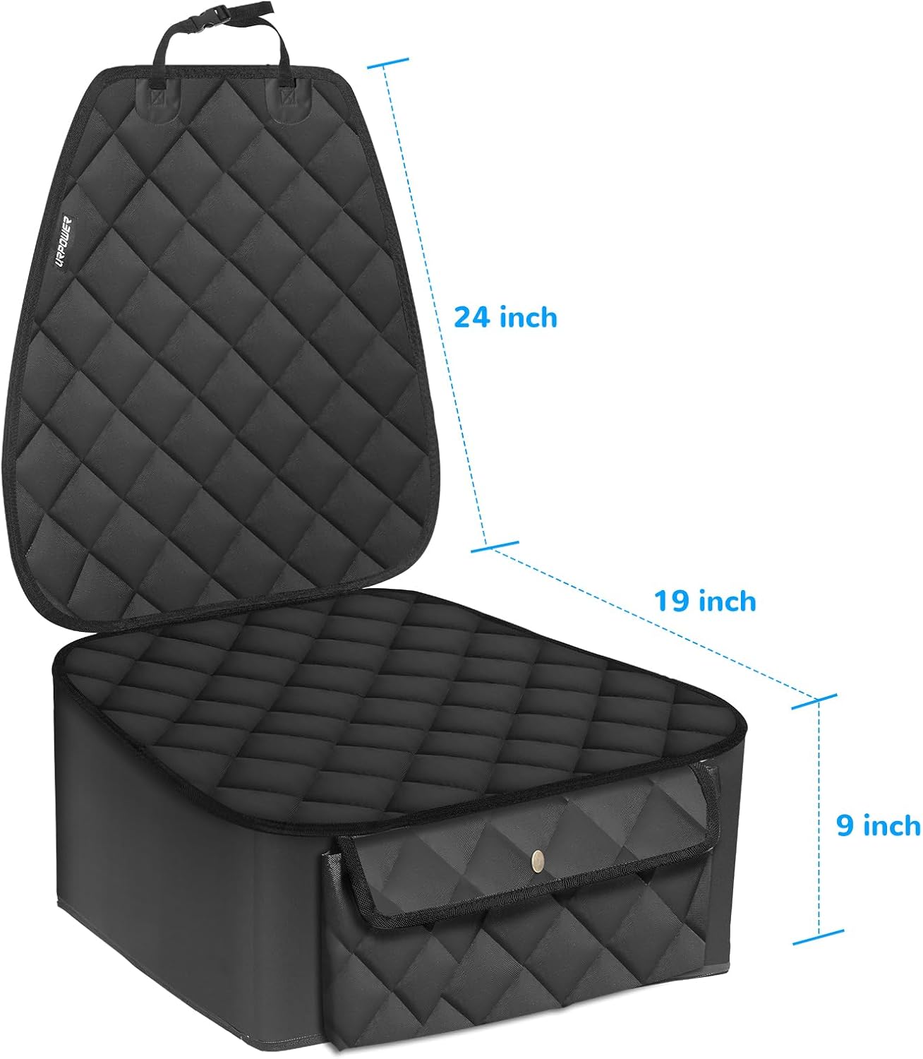 URPOWER Dog Car Seat Cover for Front Seat, Waterproof Pet Car Seat Protector with Pocket & Elastic Skirt, Non-Slip Dog Bucket Seat Covers for Cars, Trucks & SUVs