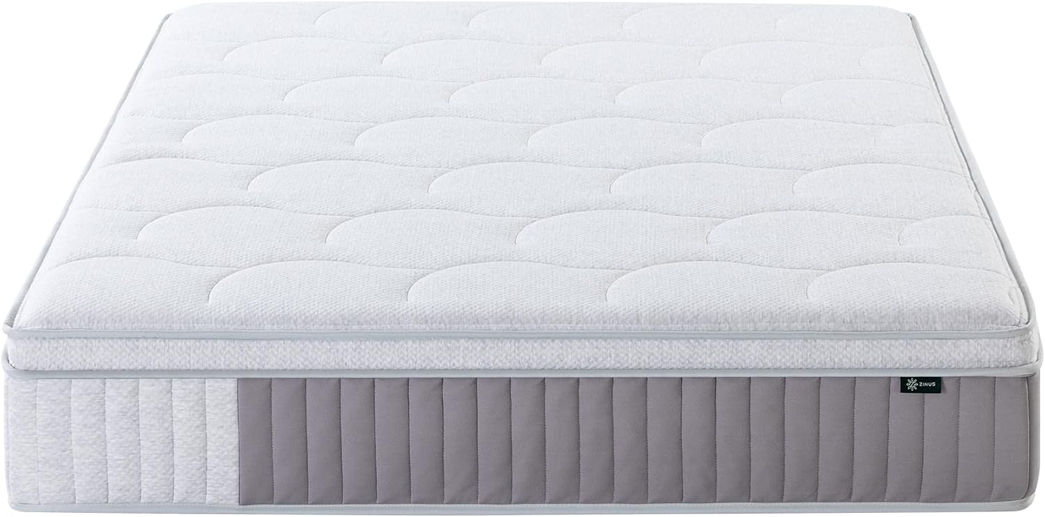 Zinus Cool Support 12 Inch Hybrid Mattress, Cooling Gel Memory Foam, Heavy Duty Individually Wrapped Coils, Soothing Pressure Relief, Medium Firm Feel, CertiPUR-US Certified, Queen