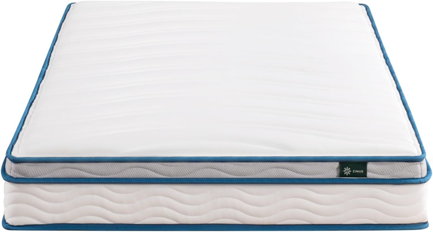 Zinus 6 Inch Spring Sensation Hybrid Mattress [New Version], Medium Firm Feel, Fiberglass Free, Youth and Guest Bedroom, Mattress in A Box, Twin