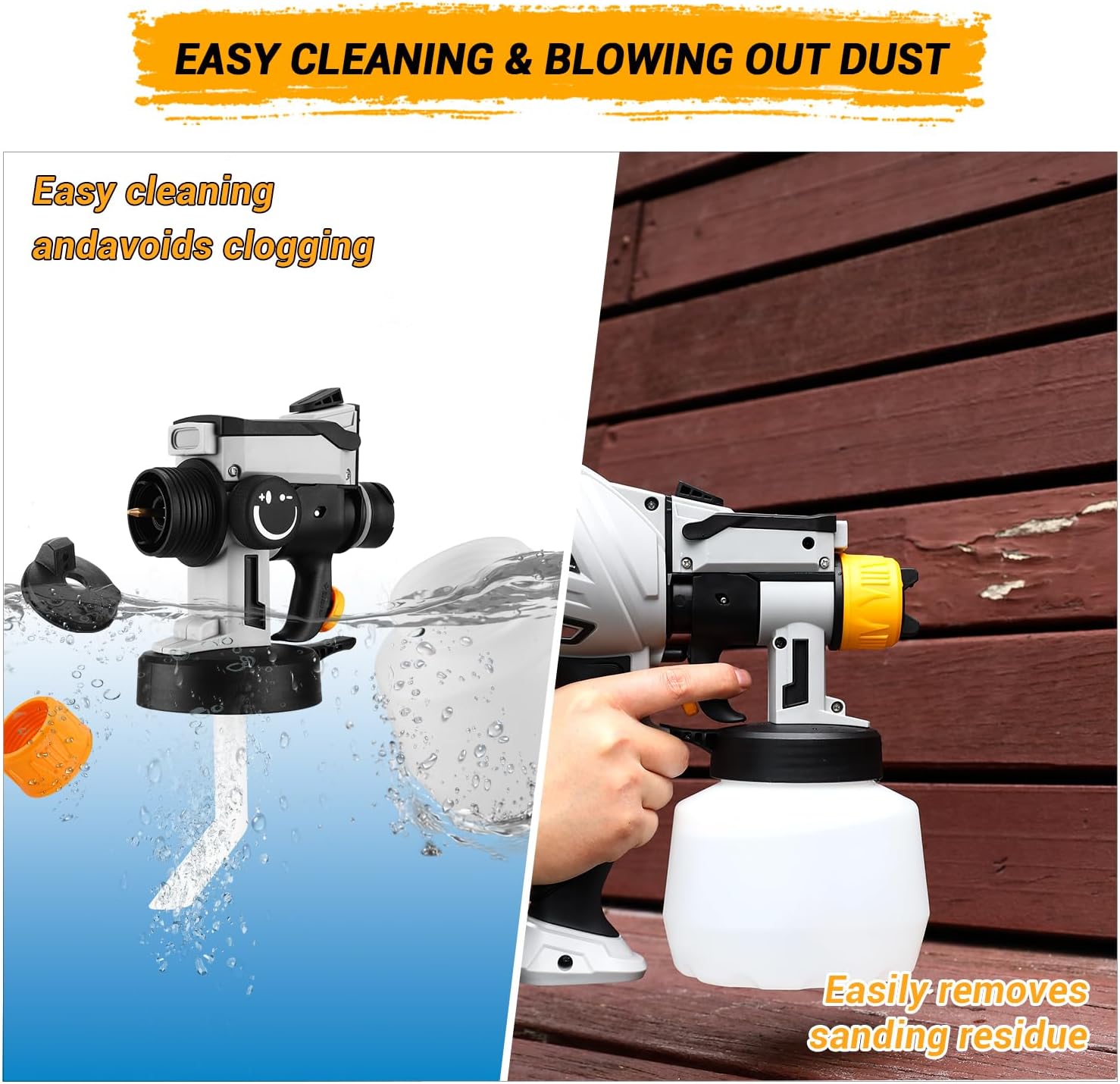 Paint Sprayer, 1000W HVLP High Power Spray Paint Gun with 1200ml High Capacity Container, 4 Nozzles and 3 Patterns, Easy to Clean, for Furniture, Cabinets, Fence, Walls, Door, Garden Chairs