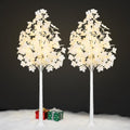 VIVATREES 2 Pack 5FT Artificial Lighted Maple Tree, Light Up Fall Tree with 192 LED Lights for Indoor Outdoor Decor (Warm White & Cold White)